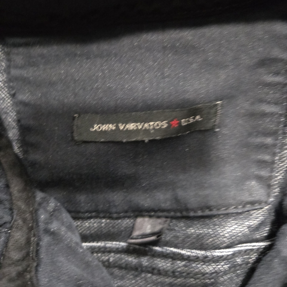 John Varvatos Scott  Hooded Black Denim Jacket Long Sleeve Men’s Size  Large - Picture 6 of 9